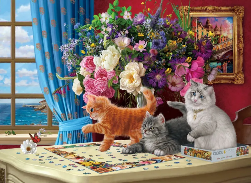 Puzzelnde Katzen