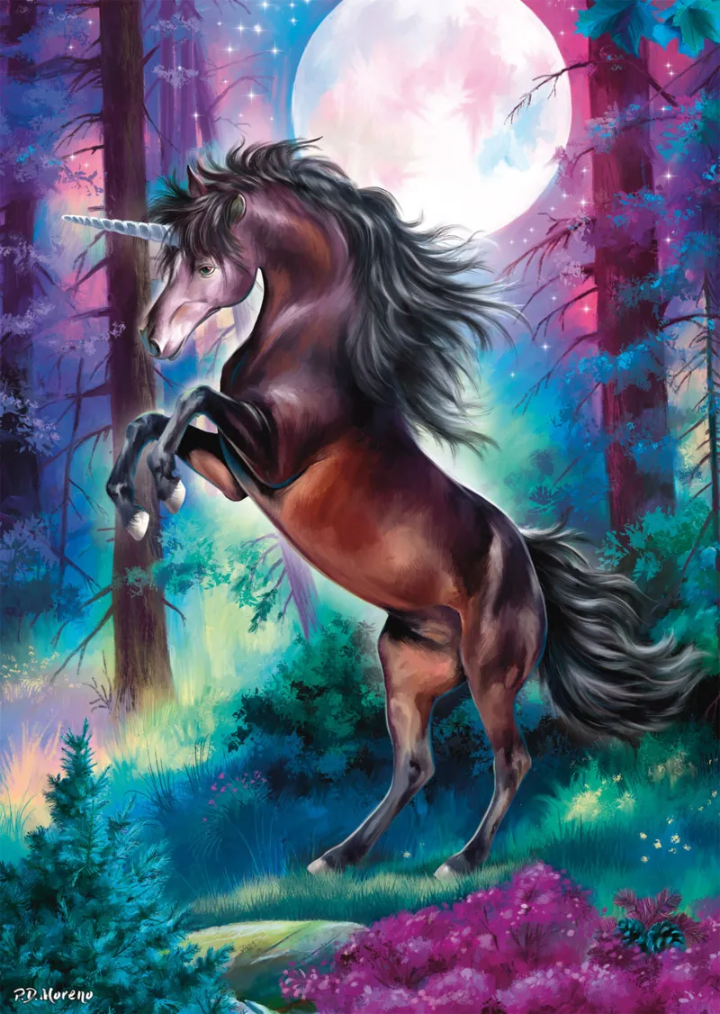 Einhorn bei Vollmond