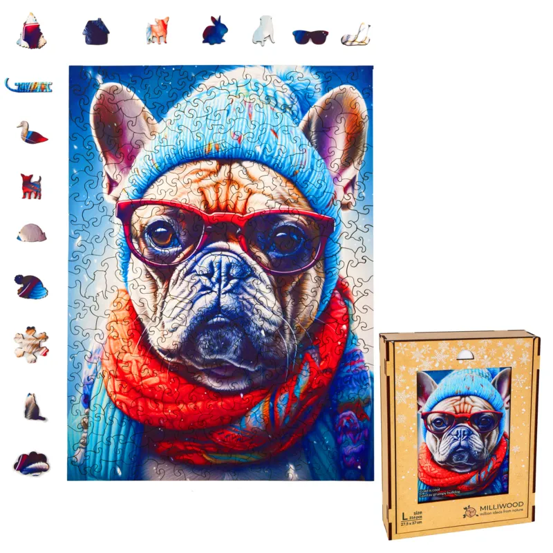 Holzpuzzle - Gustav mürrischer Bulldog