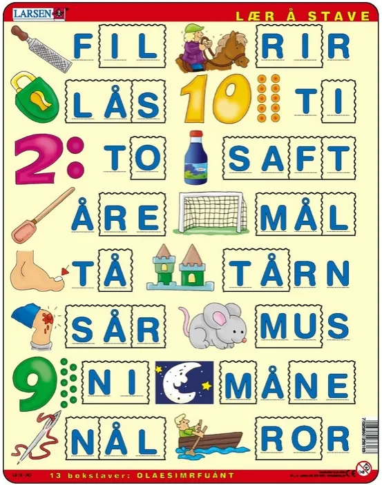 Rahmenpuzzle - Buchstabieren lernen 2 (auf Norwegisch)