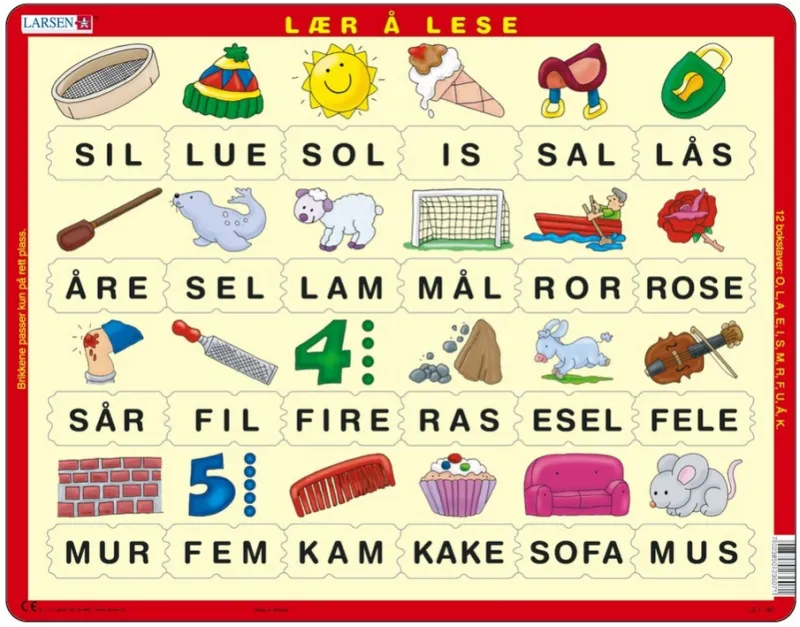 Rahmenpuzzle - Lesen lernen (auf Norwegisch)