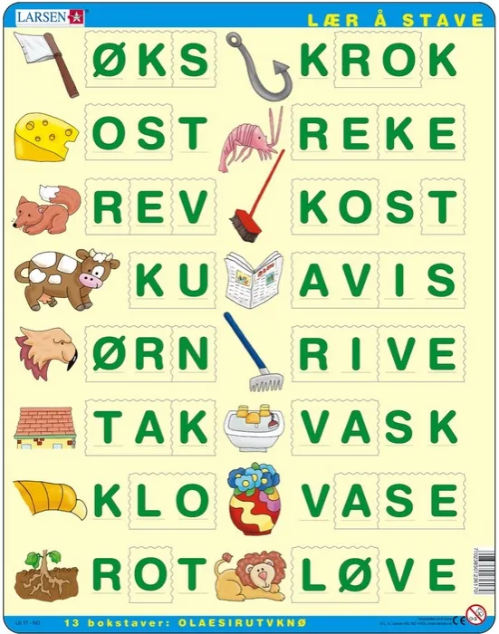 Rahmenpuzzle - Buchstabieren lernen 3 (auf Norwegisch)
