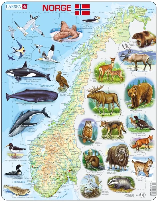 Rahmenpuzzle - Norwegen (auf Norwegisch)