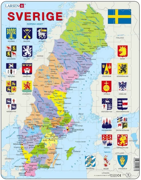 Rahmenpuzzle - Karte von Schweden (auf Schwedisch)