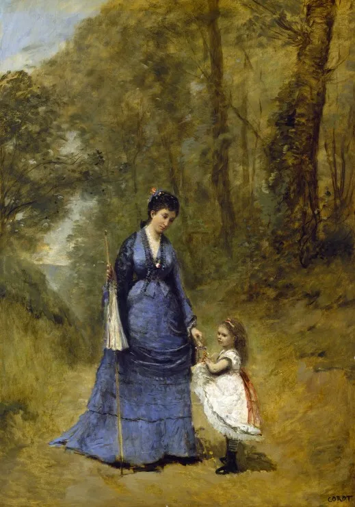 Jean-Baptiste-Camille Corot: Madame Stumpf and Her Daughter, 1872