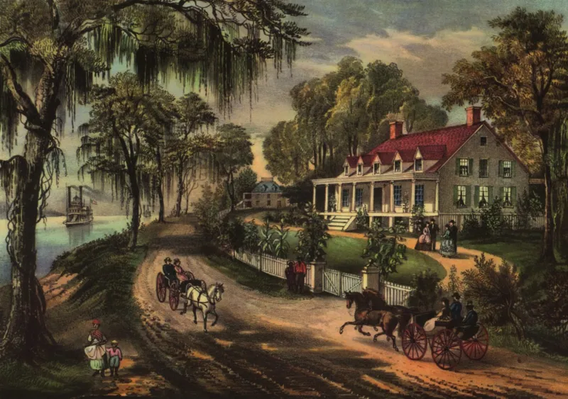 Poster Currier & Ives: A Home on the Mississippi, 1871