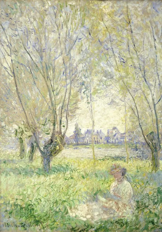 Claude Monet - Frau unter Weiden sitzend, 1880