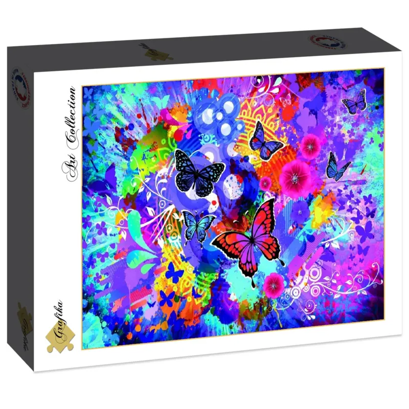 Bunte Blumen und Schmetterlinge