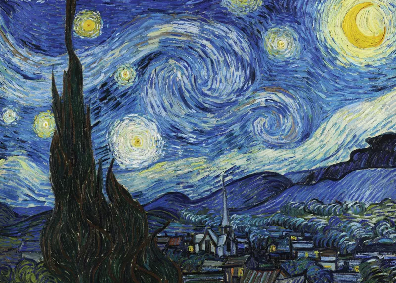 2 Puzzles - Die Kunst van Goghs: Sternennacht, 1889 - Häuser in Auvers, 1890
