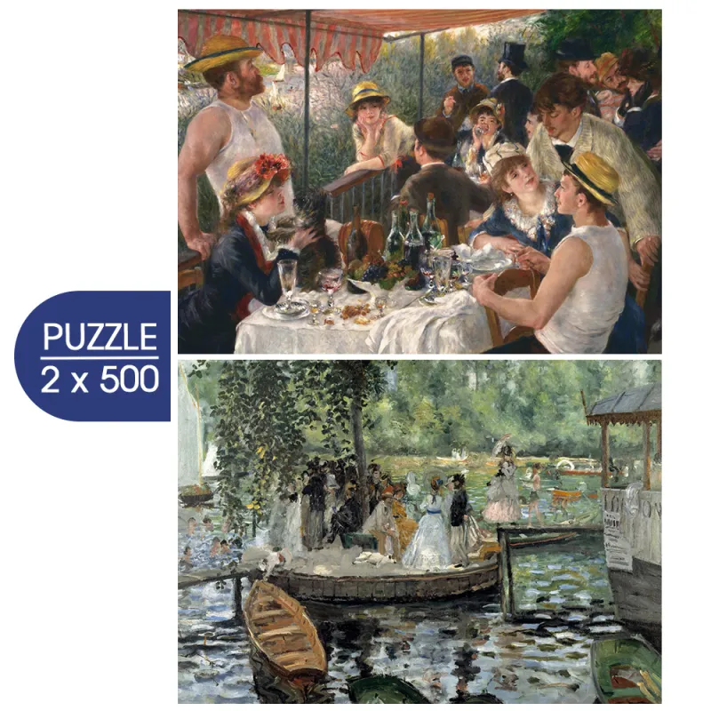 2 Puzzles - Auguste Renoirs Kunst: Frühstück der Ruderer - La Grenouillère