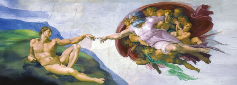 Panoramapuzzle - Museum Series - Die Erschaffung Adams, Michelangelo, 1511