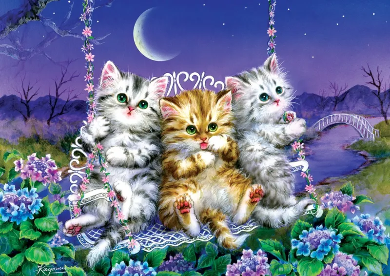 Kätzchen Schwingen im Mondlicht