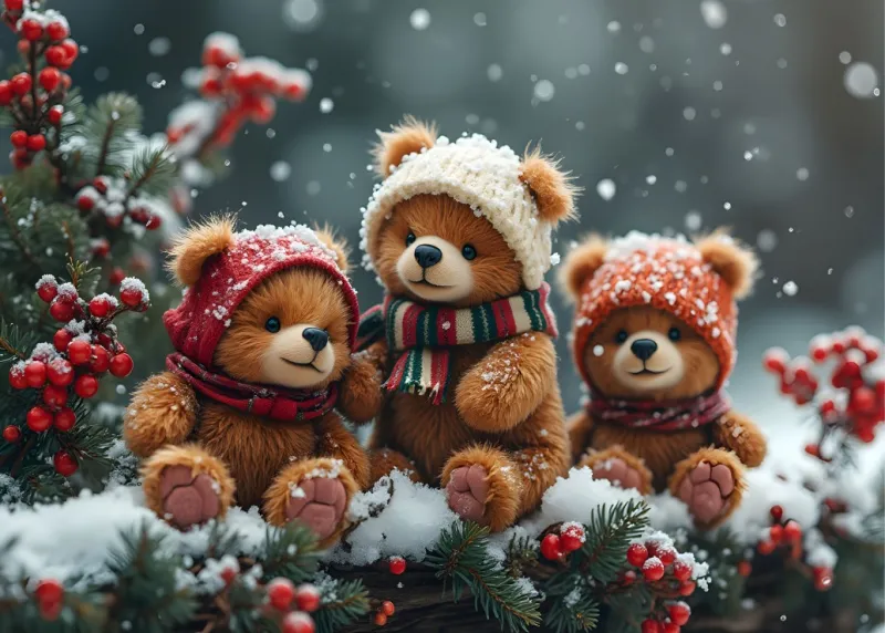 Kleine Bären im Schnee