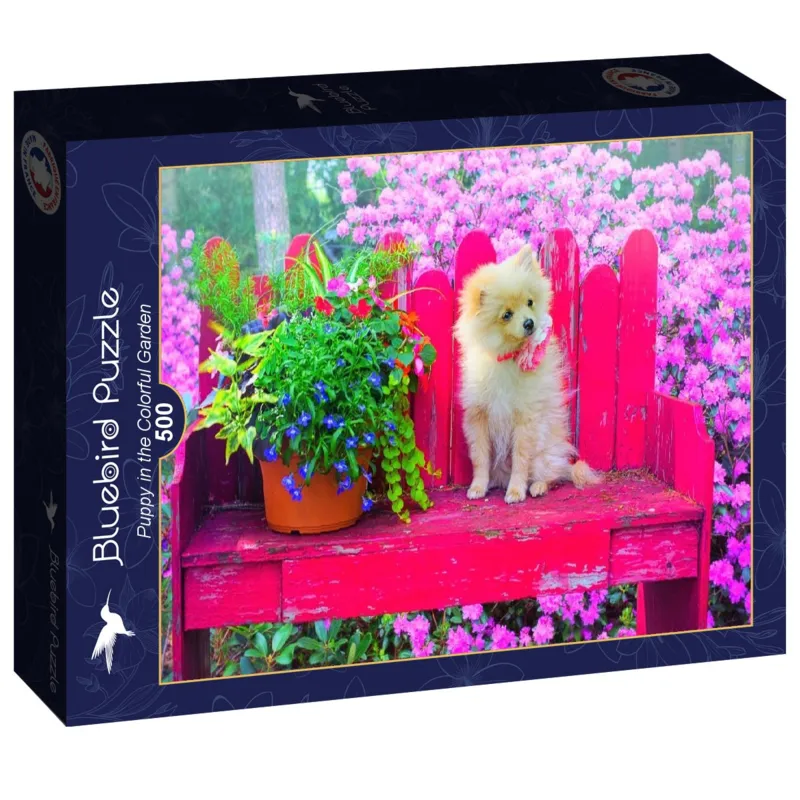 Puppy in the Colorful Garden