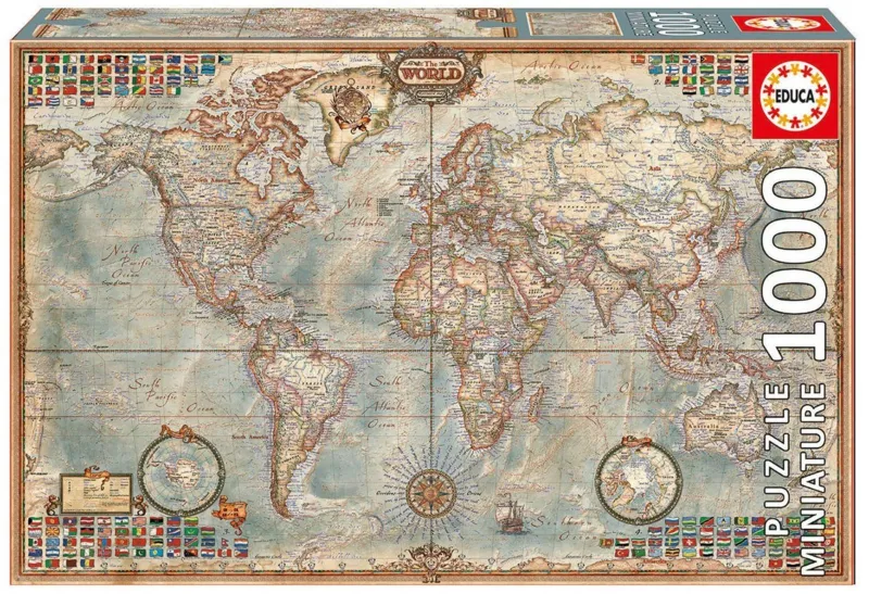 Herausforderung Puzzle 1000 Teile Mini - Antike Weltkarte