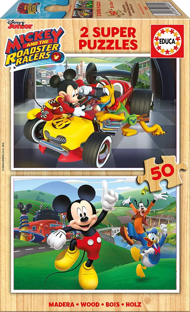 2 Holzpuzzles - Mickey and The Roadster Racers