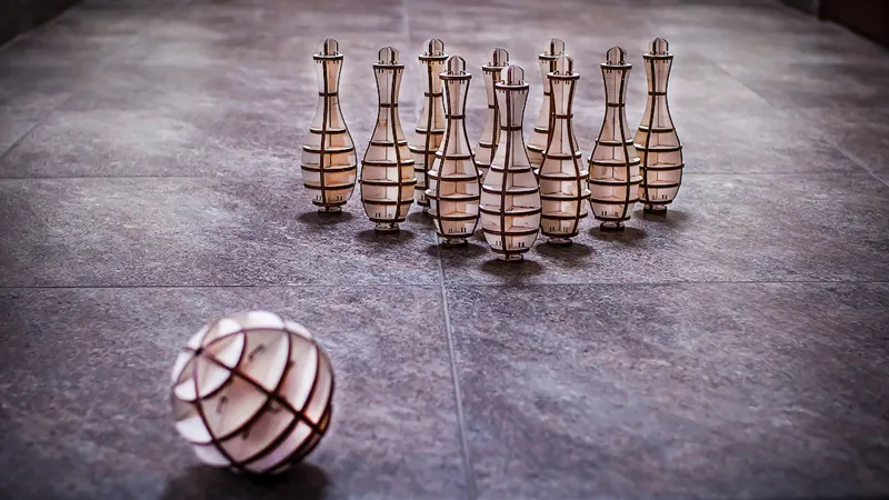 3D Holzpuzzle - Mini Bowling
