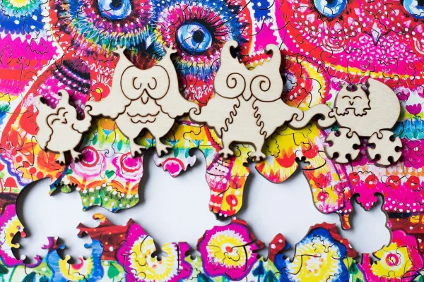 Wooden Puzzle - Bunte Eulen