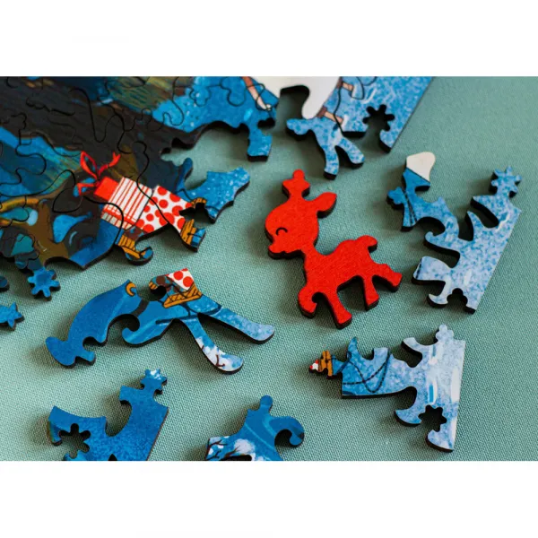 Holzpuzzle - Winter und Schlitten
