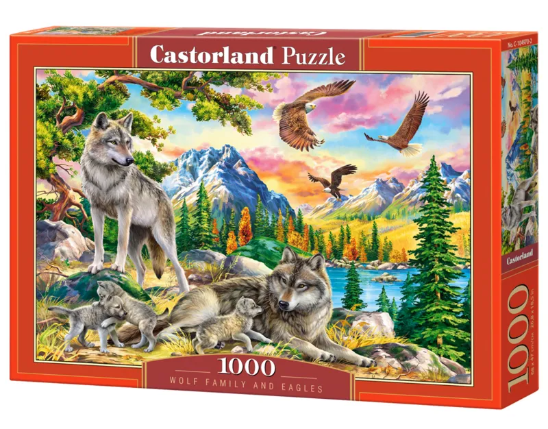 Wolfsfamilie und Adler