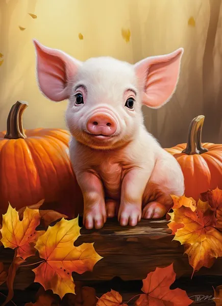 Süßes Schweinchen im Herbst