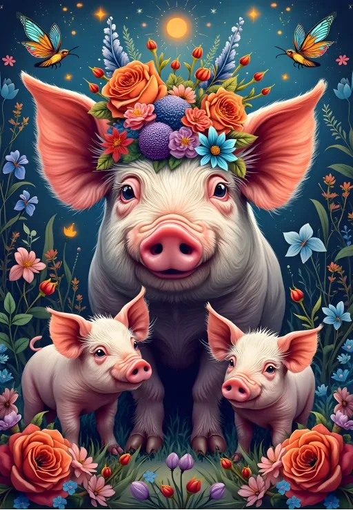 Familie Schwein auf Spaziergang