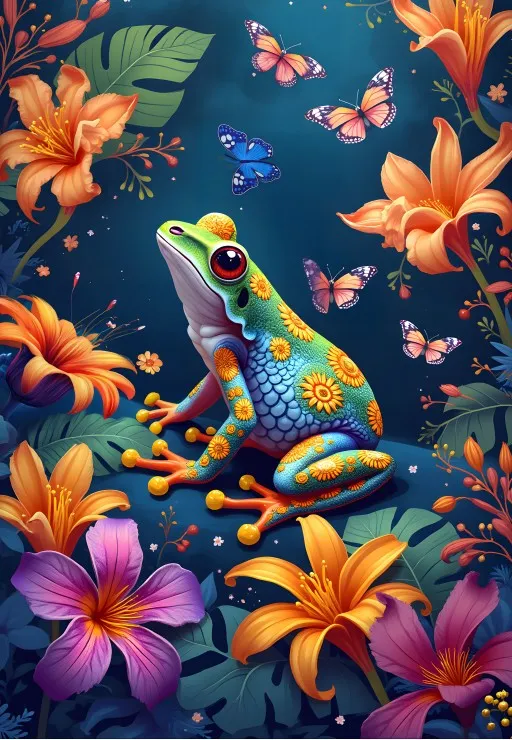 Der Frosch und der Ball der Schmetterlinge