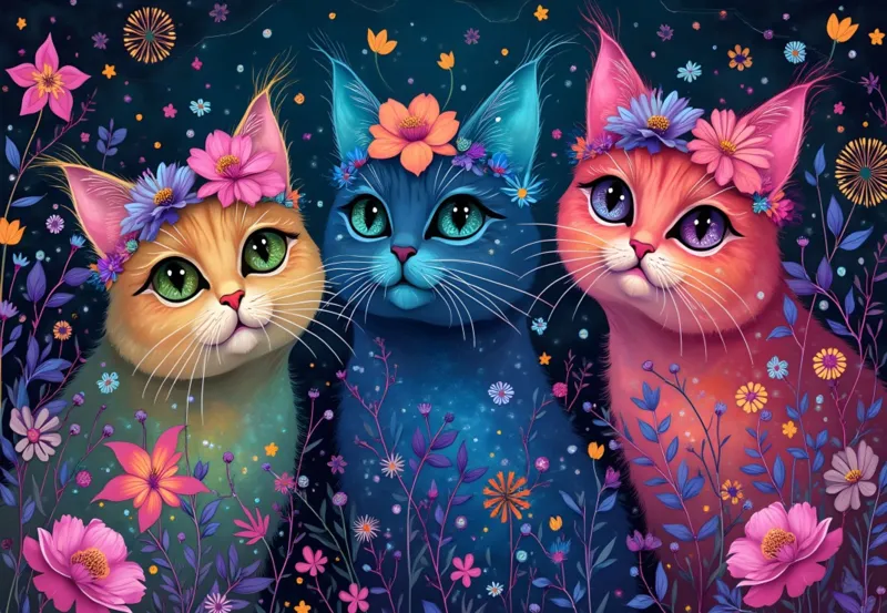 Trio der träumerischen Katzen