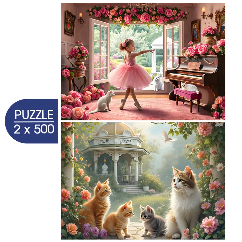 2 Puzzles - Kleine Ballerina und Romantischer Garten