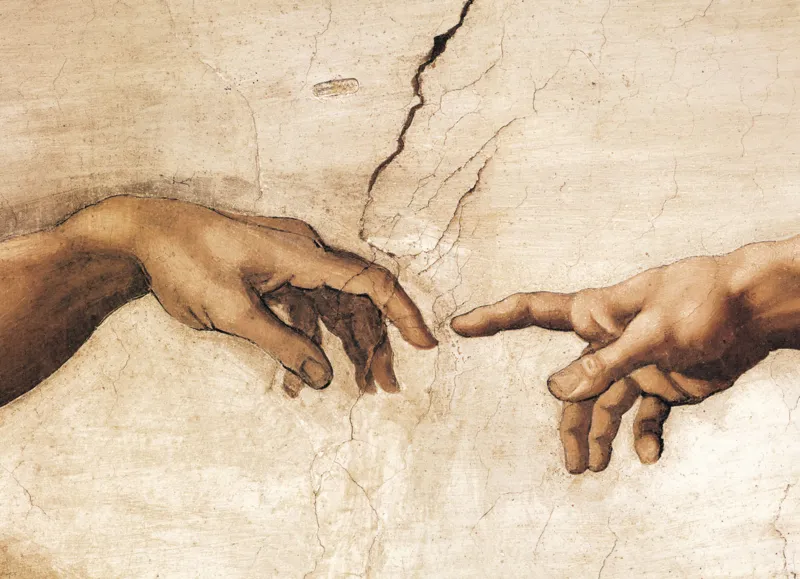 Michel Angelo: Die Erschaffung des Menschen ( Detail )