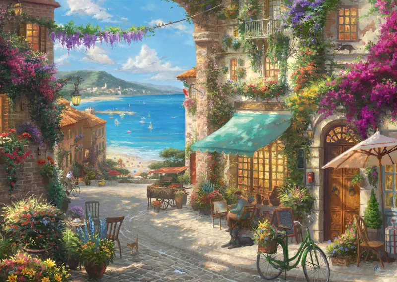 Thomas Kinkade - Café an der italienischen Riviera