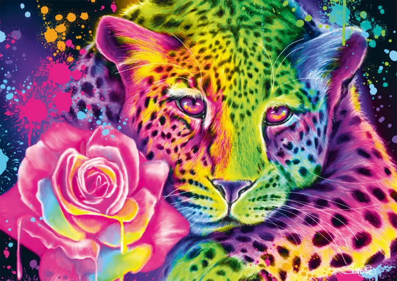 Neon Regenbogen-Leopard