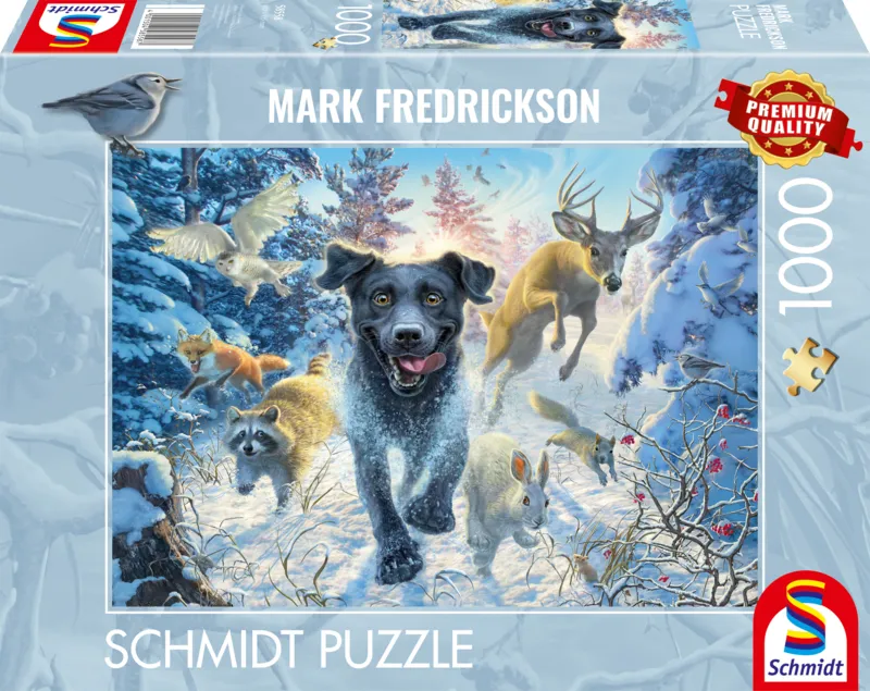 Hundeliebe, Schwarzer Labrador Im Schnee