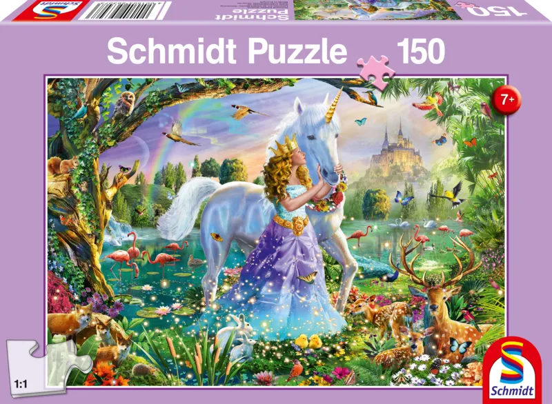 Prinzessin mit Einhorn und Schloss