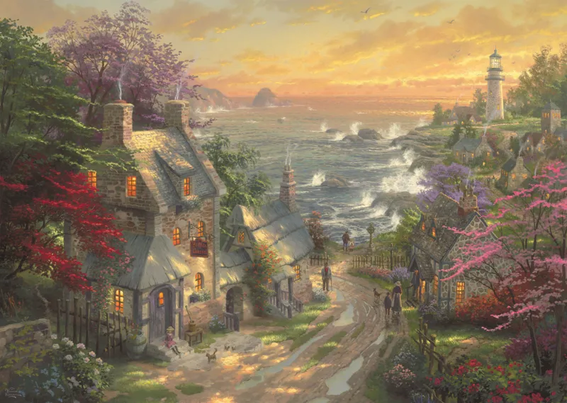 Thomas Kinkade - Dörfchen am Leuchtturm