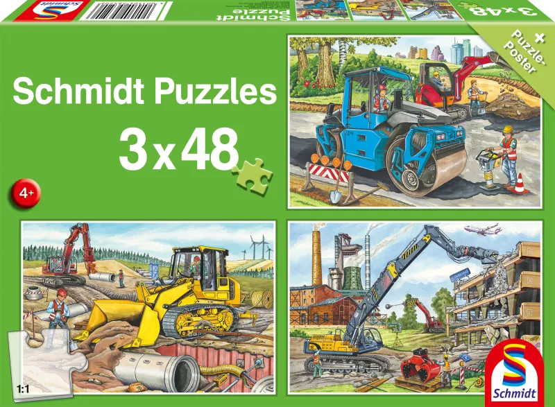 3 Puzzles - Meine Liebsten Baustellenfahrzeuge