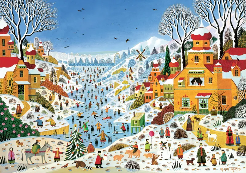 Handgeschnittenes Holzpuzzle - Scène Hivernale Au Toucans, Alain Thomas