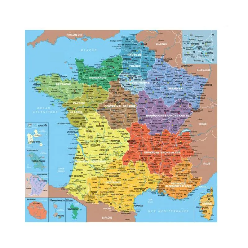 Handgeschnittenes Holzpuzzle - Carte De France Des Départements