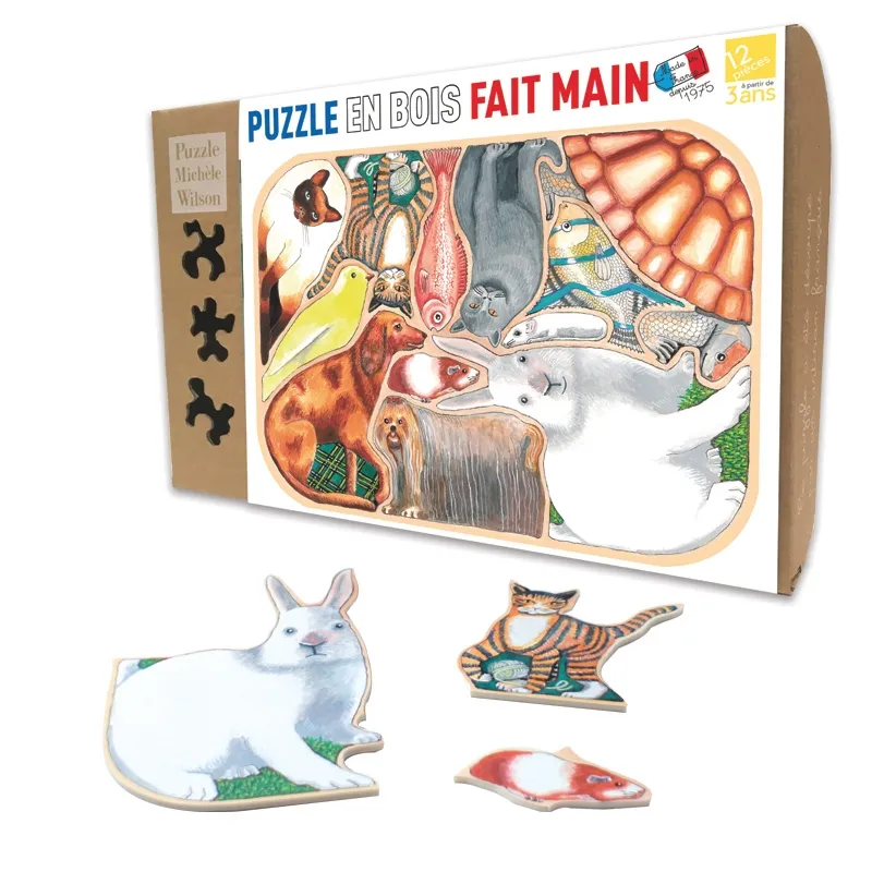 Handgeschnittenes Holzpuzzle - Crazy Pets