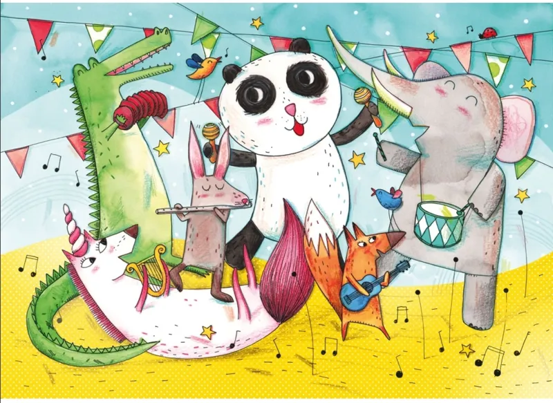 Handgeschnittenes Holzpuzzle - Animal Concert