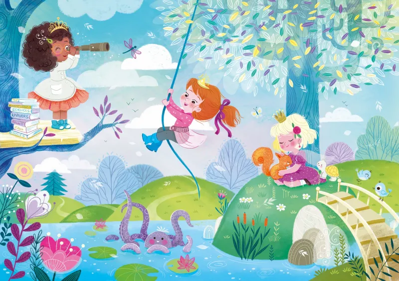 Handgeschnittenes Holzpuzzle - Modern Princesses