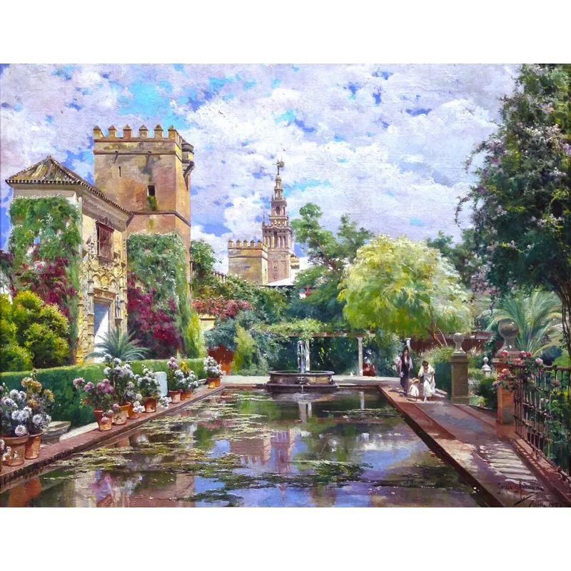 Handgeschnittenes Holzpuzzle - Le Bassin d'Alcazar, Manuel Garcia Y Rodriguez
