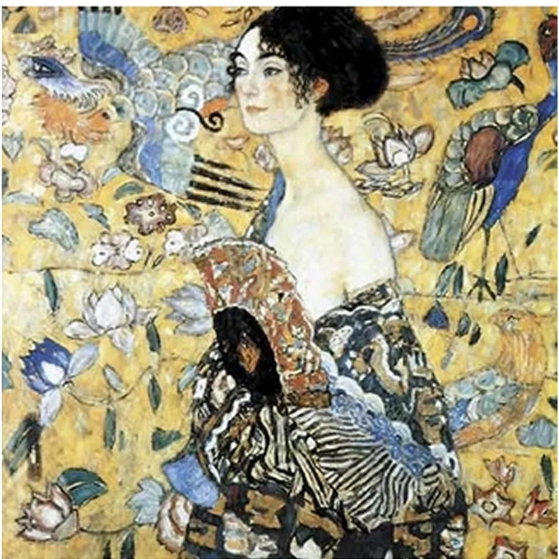 Handgeschnittenes Holzpuzzle - La Dame À L'Éventail, Gustav Klimt