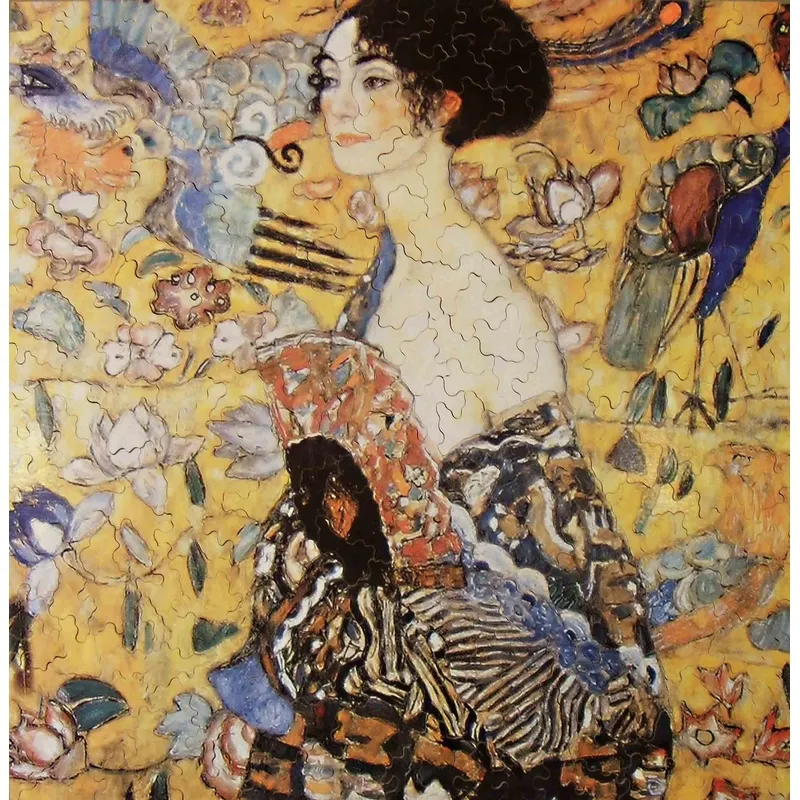 Handgeschnittenes Holzpuzzle - La Dame À L'Éventail, Gustav Klimt