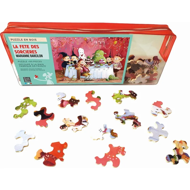 Handgeschnittenes Holzpuzzle - The Witches Party