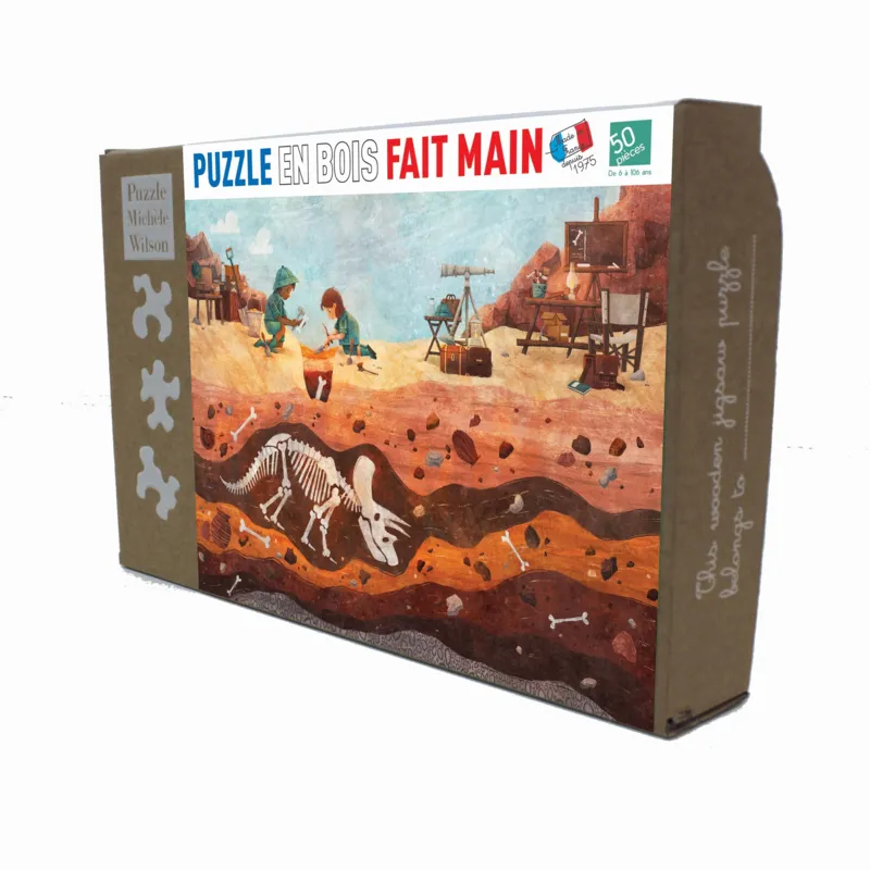 Handgeschnittenes Holzpuzzle - Fouille Des Dinosaures