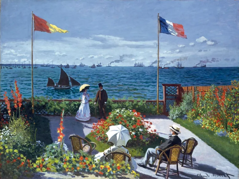 Handgeschnittenes Holzpuzzle - Terrasse À Sainte Adresse, Claude Monet