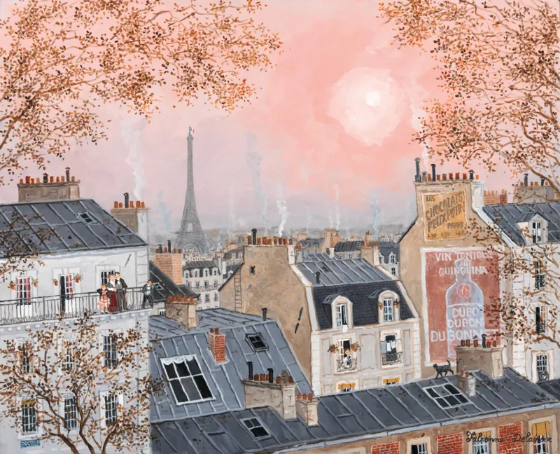 Handgeschnittenes Holzpuzzle - Ciel Rose En Hiver, Fabienne Delacroix
