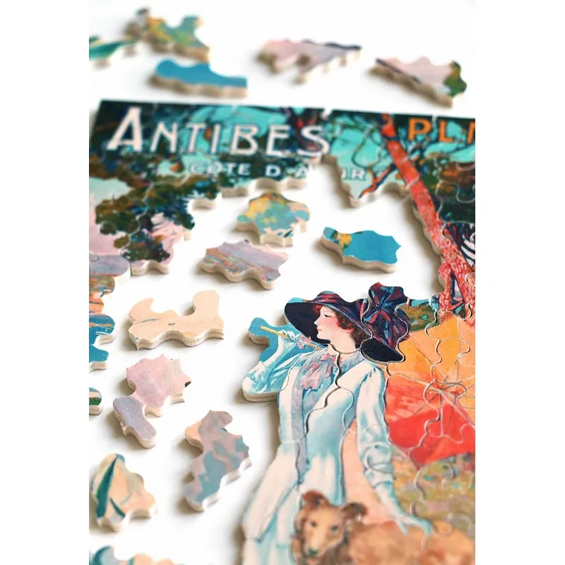 Handgeschnittenes Holzpuzzle - Plm Poster: Antibes