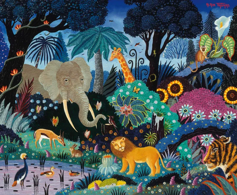 Handgeschnittenes Holzpuzzle - Night In The Jungle